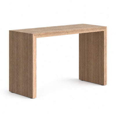 Mesa Periquera Alta para Oficina Tipo Grapa VERSA CLAMP, 160 × 70 × 105 cm, cubierta y patas en laminado plastico de alta presion, vista de tres cuartos sobre fondo blanco