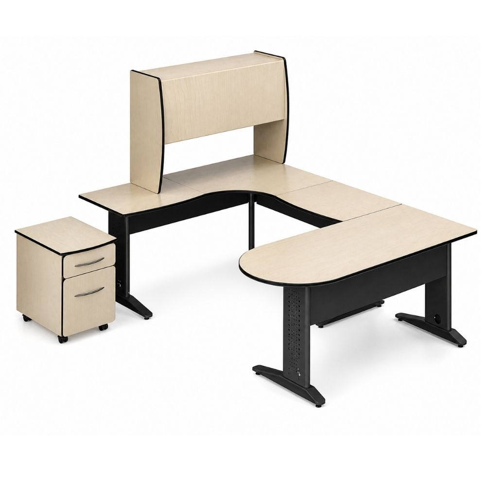 Conjunto Ejecutivo Diagonal de Oficina - GEBESA CYBER - Frente 160 cm - Estructura de Acero