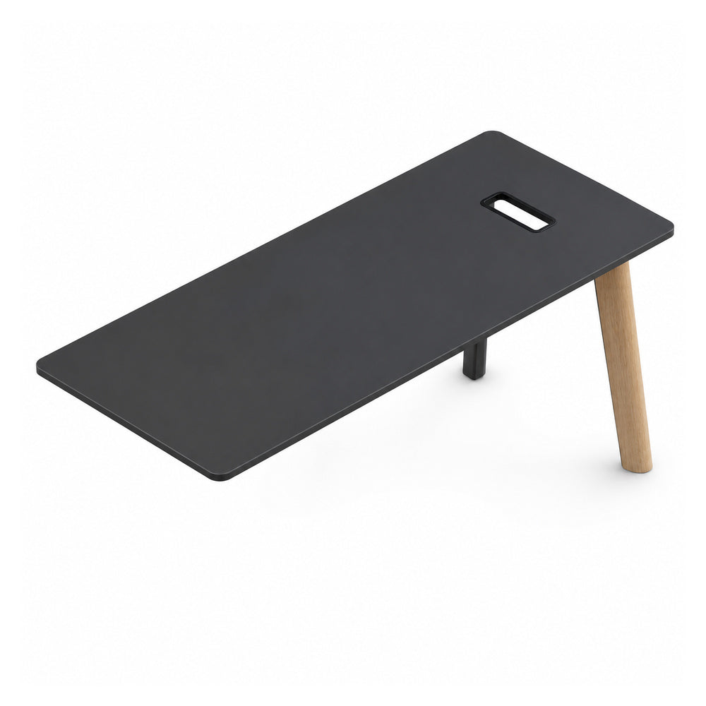 Escritorio de Oficina Recto - VERSA DASH - 140×75×75 cm - Estructura Metálica Negra con Patas de Madera de Haya