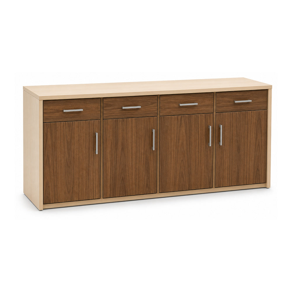 Credenza para Área Ejecutiva - GEBESA MESAS CONFIGURABLES - 4 Puertas y 4 Cajones - Frente 180 cm - Cuerpo Baja Presión y Frentes de Chapa