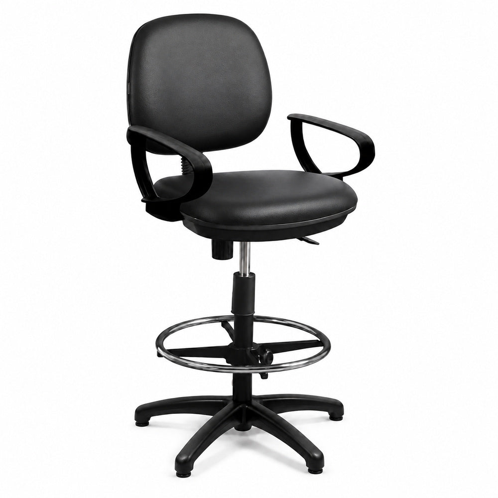Silla Operativa de Cajero para Ventanilla Bancaria - GEBESA COMFORT - Tactopiel - Brazos de Polipropileno - Base Fija