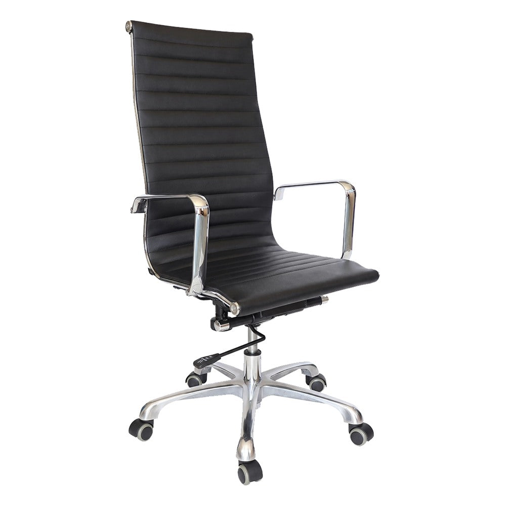 Silla Ejecutiva de Despacho - GEBESA GOETZ - Negro - Respaldo Alto y Asiento Tapizado en Vinipiel