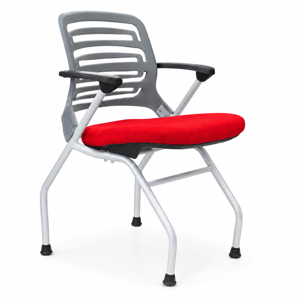Silla de Capacitación para Aula - GEBESA IKA - Rojo - Apilable Fija con Asiento Abatible y Estructura Gris