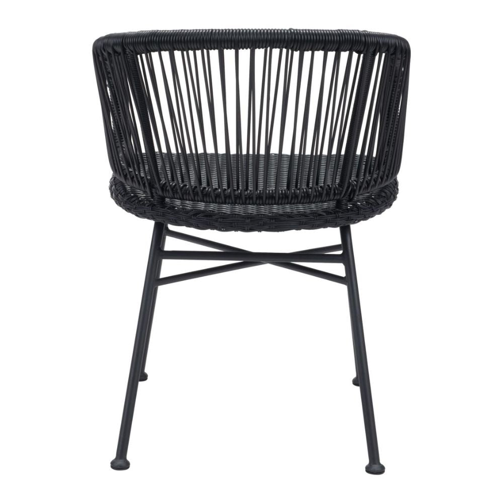 Silla de Comedor | Extructura en Acero | Negro | Tejido Ratán Sintético | Exterior Venta de Sillas para Exterior Terrazas Restaurante Restaurantera Cafeteria Zona de Comida Negocio Comercial Bar Hotelera Hotel Moderna Eventos Moderna NOGAL BEAT ZARAGOZA