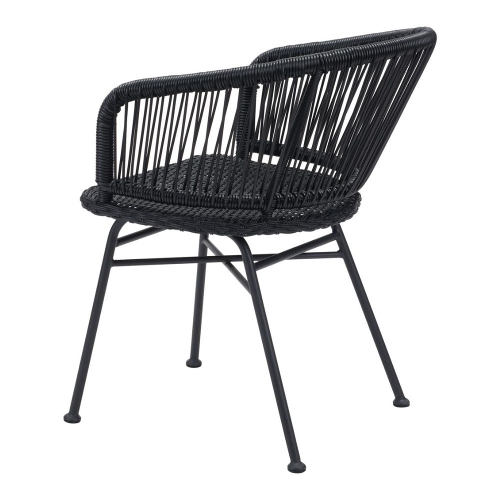 Silla de Comedor | Extructura en Acero | Negro | Tejido Ratán Sintético | Exterior Venta de Sillas para Exterior Terrazas Restaurante Restaurantera Cafeteria Zona de Comida Negocio Comercial Bar Hotelera Hotel Moderna Eventos Moderna NOGAL BEAT ZARAGOZA