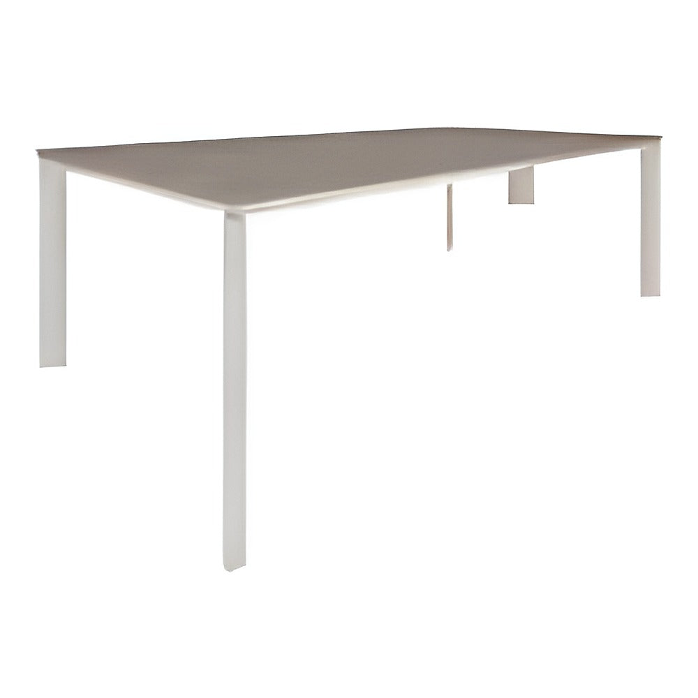 Mesa VERSA Base Neo con cubierta melaminica color roble y estructura de aluminio