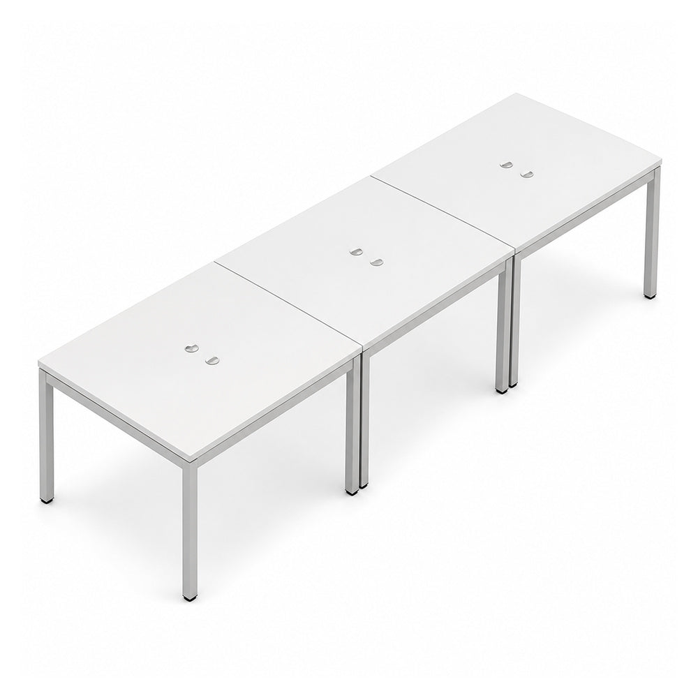 Escritorio de Oficina bench VERSA READY, estructura blanca, 450x100x75 cm - ambiente linea Ready (Grupo Versa)