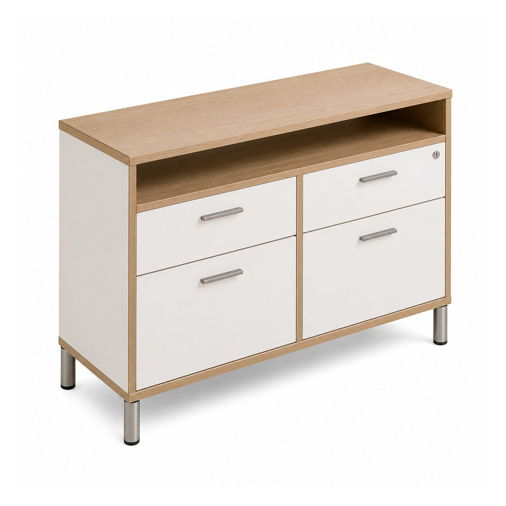 Credenza alta para oficina VERSA READY, estructura blanca, 120x45x90 cm - ambiente linea Ready (Grupo Versa)