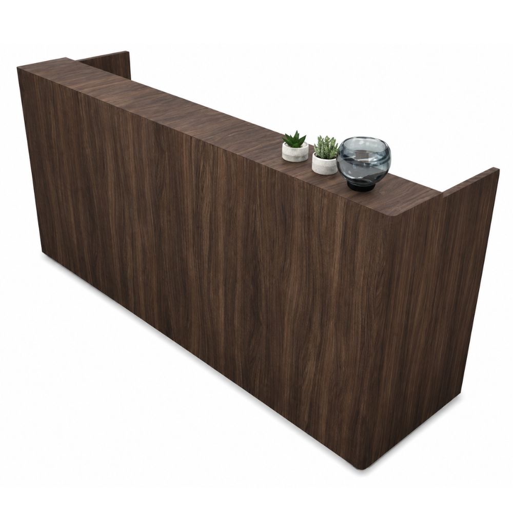 Módulo de recepción para oficina Versa RP-805 con cubierta de aglomerado 28 mm, 240x70x75/115 cm Ambientada