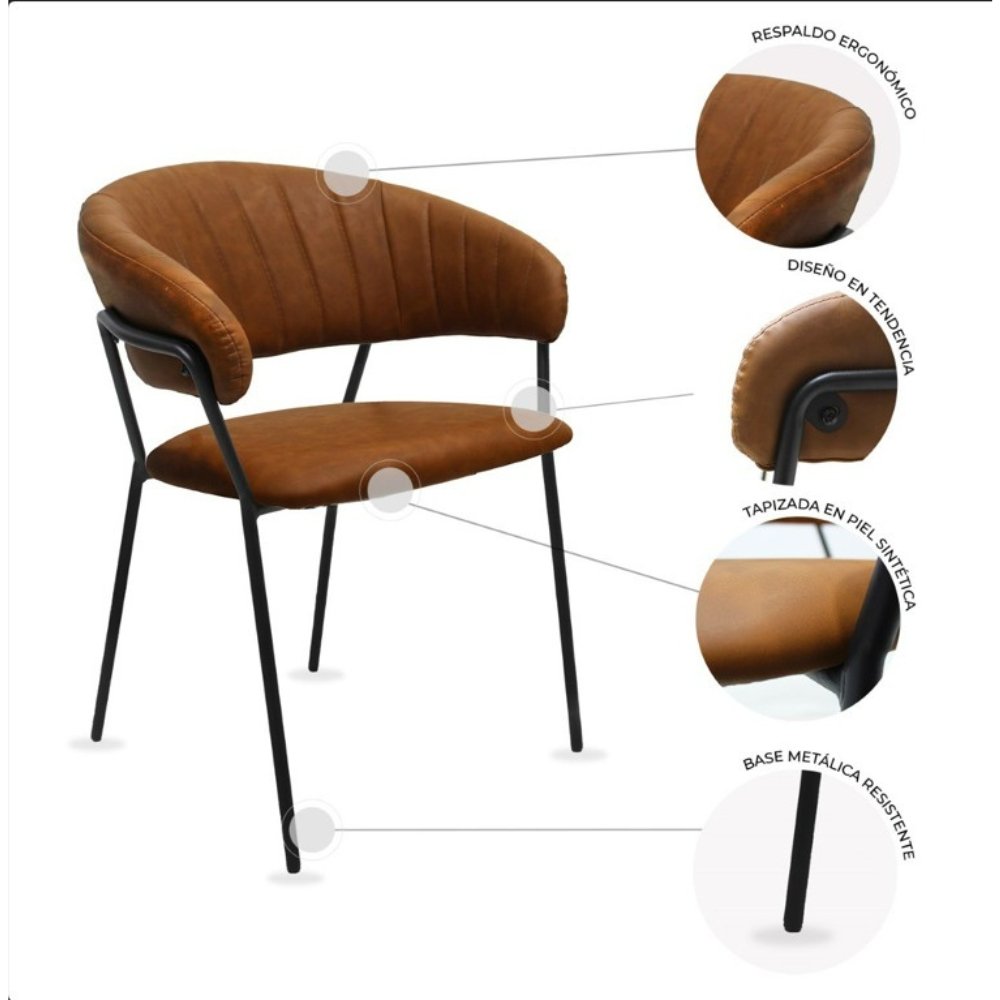 SILLA KINGSTRONG CACERES SILL0903738 | Silla Comercial para Hotel | Tapizado Vinipiel | Base Metal | Interior Cafetería Restaurante Bar Hostelería