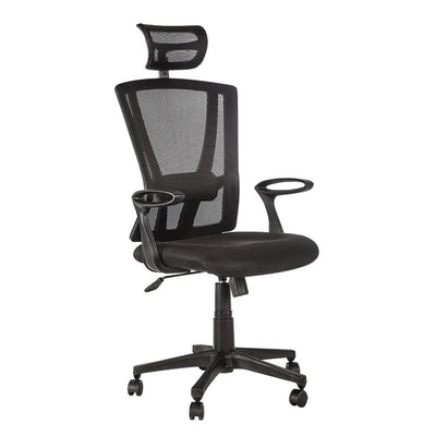 Silla De Oficina Ejecutiva Soporte Lumbar - ALBAR BREAK-E - Negro - Asiento Tapizado y Respaldo En Malla