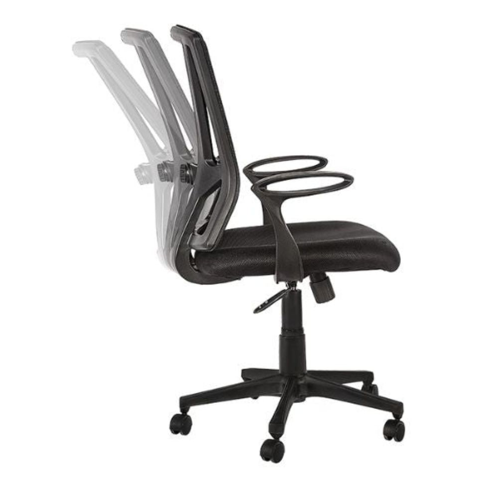 Silla De Oficina Operativa Soporte Lumbar - ALBAR BREAK-S - Negro - Asiento Tapizado y Respaldo En Malla
