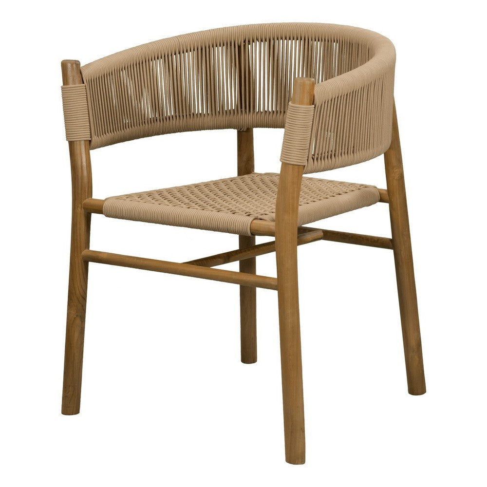 Silla de Terraza NOGAL BEAT LUCAS de madera teca y cuerda en color natural para uso en terraza