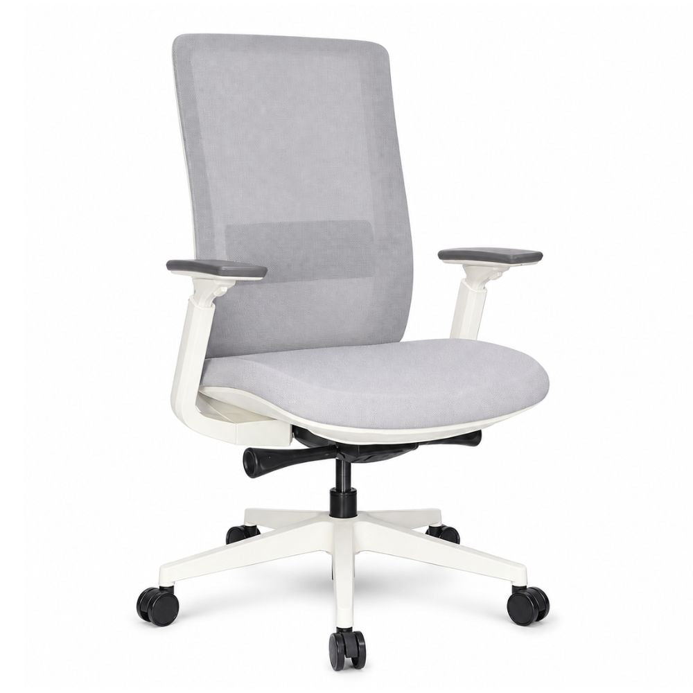 Silla Semi Ejecutiva de Área Administrativa - GEBESA QUO - Blanco - Respaldo en Malla con Soporte Lumbar Ajustable