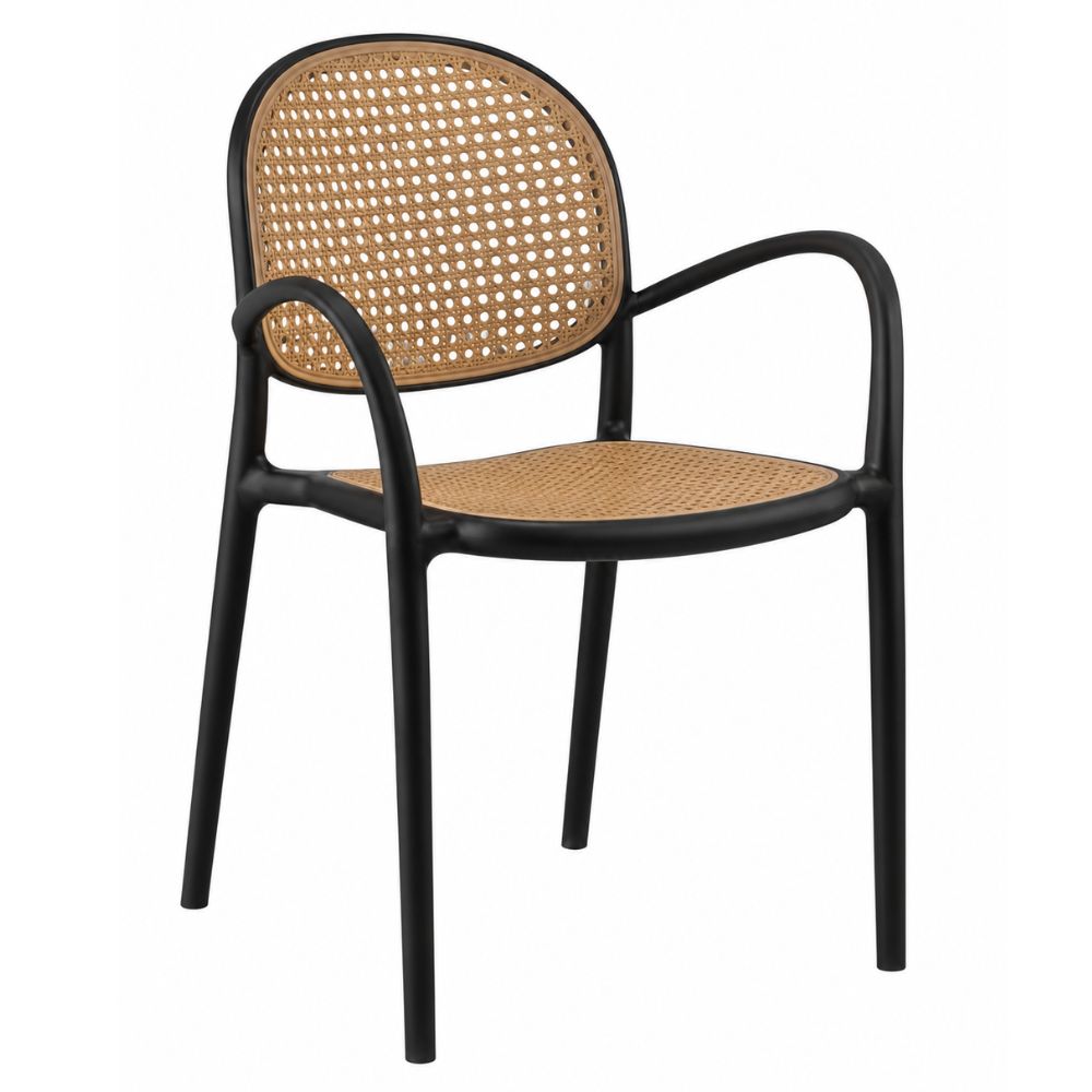 Silla de Terraza NOGAL BEAT FLORENCE de polipropileno con antebrazo en color negro / café para uso en la intemperie