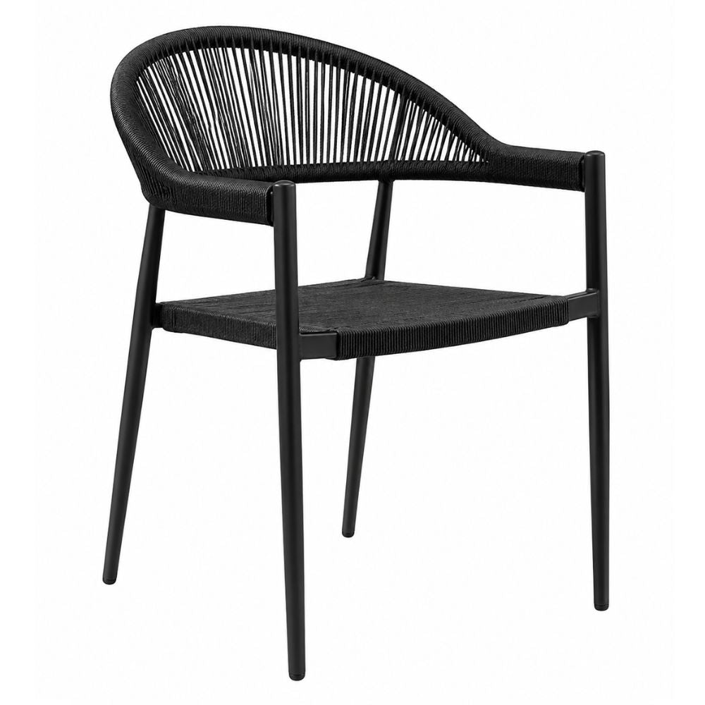 Silla de Terraza NOGAL BEAT DALILA de aluminio y cuerda en color negro para uso en la intemperie