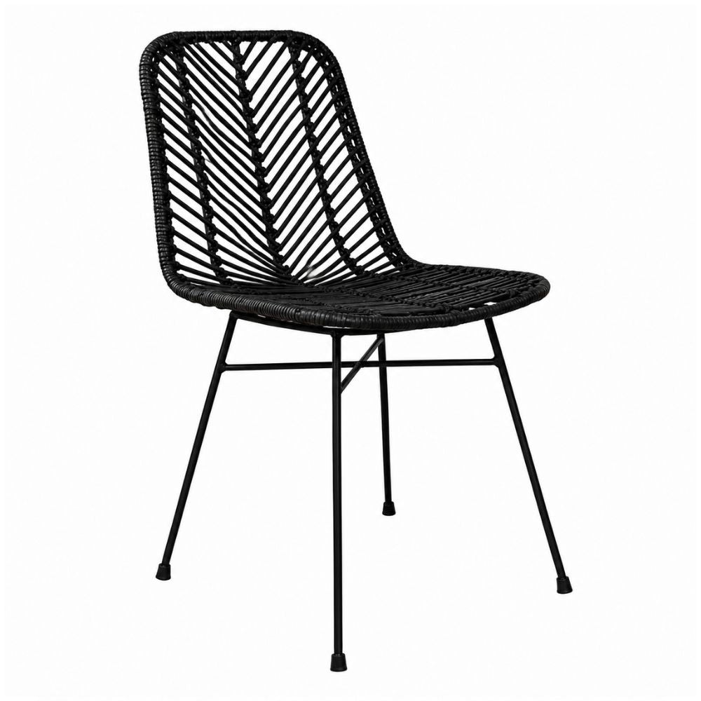 Silla Comercial Interior NOGAL BEAT SIAM de hierro y rattan en color negro para uso en interior