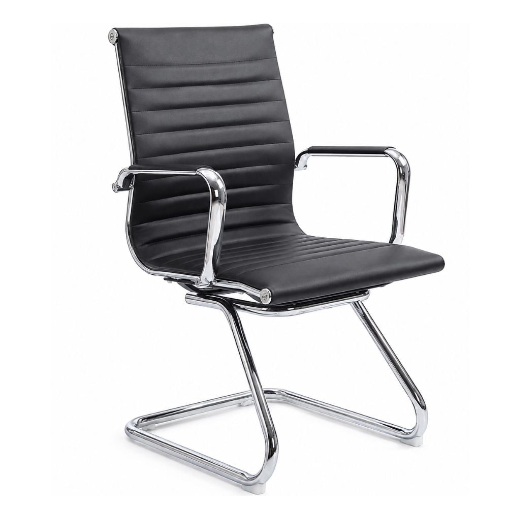 Silla de Visita para Sala de Espera - GEBESA GOETZ - Negro - Respaldo Bajo y Asiento Tapizado en Vinipiel