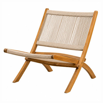 Sofá de Terraza NOGAL BEAT FOLDING de madera teca y cuerda en color beige para uso en terraza