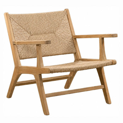 Sofá de Terraza NOGAL BEAT MALLORCA de madera teca y polyrattan. tejido cruzado en color natural para uso en terraza