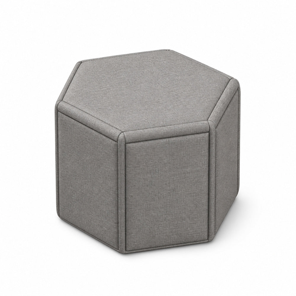 Taburete Hexagon Tapizado Altura 45 MATTE hexagon altura 45 de VERSA OFFSET, vista de tres cuartos sobre fondo blanco