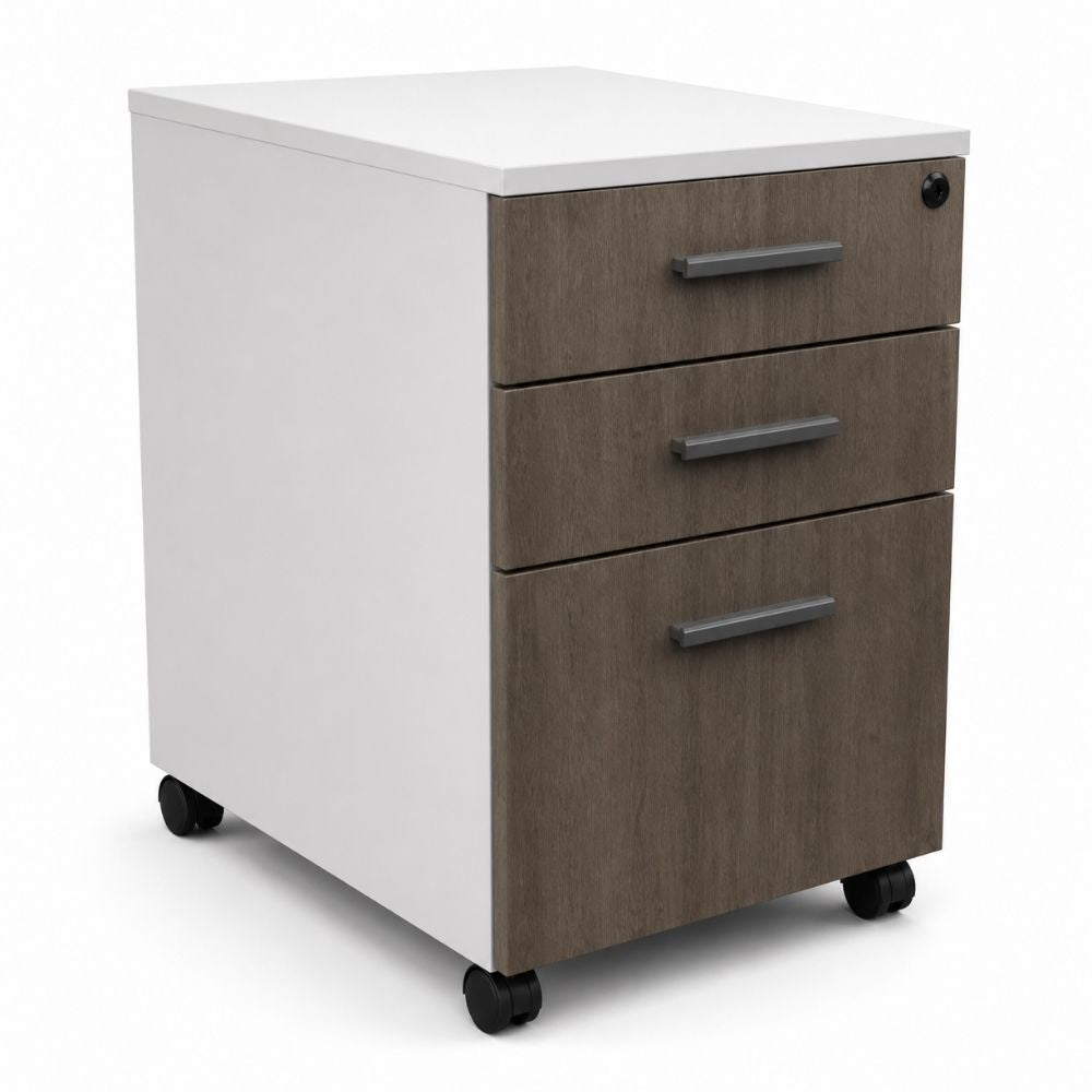 Archivero para Oficina Móvil - VERSA COMPLEMENTOS - Melamina 2 Cajones y 1 Gaveta - CS-1003 - VERSA - NOGAL BEAT - Archivero