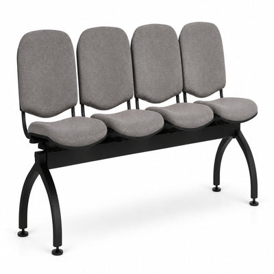 Banca para Sala de Espera 4 Plazas - VERSA ALTUS ERGO - Patas Negra y Gris - Asiento y Respaldo Tapizados en Tela con 4 Patas de Acero - AL-914 ALTUS ERGO Patas Negra/gris - VERSA - NOGAL BEAT - Banca de Visita