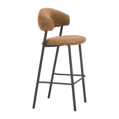 Banco Alto para Bar y Barra - ZUO SEVILLE - Café Corcho - Asiento y Respaldo Tapizados en Tela Tipo Borrego - 110923 - Zuo - NOGAL BEAT - Banco Comercial