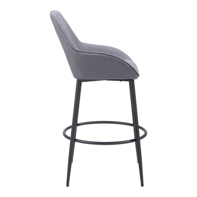 Banco Alto para Bar y Barra - ZUO VILA - Gris - Asiento y Respaldo Tapizados - 110078 - Zuo - NOGAL BEAT - Banco Comercial