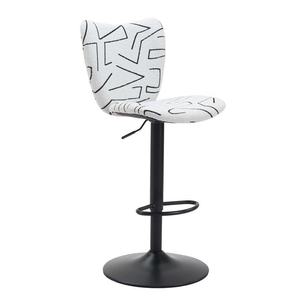 Banco Alto para Cafetería - ZUO ELEVATE - Blanco - Asiento y Respaldo Tapizados en Tejido Texturizado - 110286 - Zuo - NOGAL BEAT - Banco Comercial