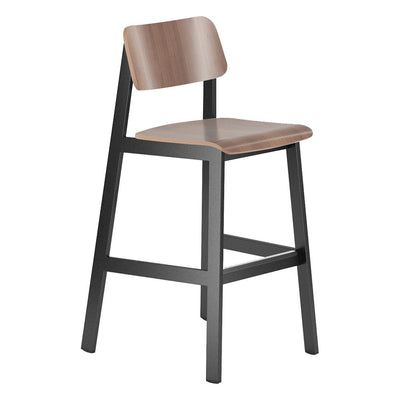 Banco Alto para Comedor de Empresa - GEBESA GRC SADIE LL - Frente 52 cm - Estructura de Acero - GGRS300 - GEBESA - NOGAL BEAT - Banco Comercial