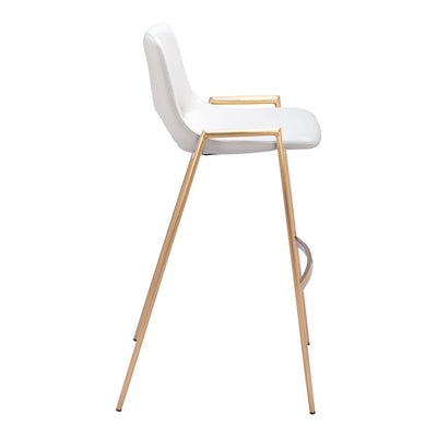 Banco Alto para Comedor de Empresa - ZUO DESI 53x55 109556 - Varios Colores - Asiento y Respaldo Tapizados en Piel Sintética - 109556 - Zuo - NOGAL BEAT - Banco Comercial