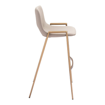 Banco Alto para Comedor de Empresa - ZUO DESI 53x55 109735 - Varios Colores - Asiento y Respaldo Tapizados en Piel Sintética - 109735 - Zuo - NOGAL BEAT - Banco Comercial
