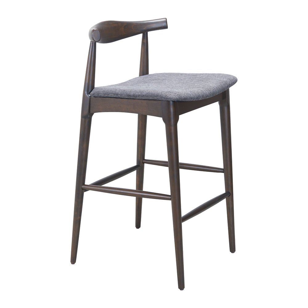 Banco Alto para Comedor de Empresa - ZUO TUZKA - Varios Colores - Asiento y Respaldo Tapizados en Lino Sintético - 110515 - Zuo - NOGAL BEAT - Banco Comercial