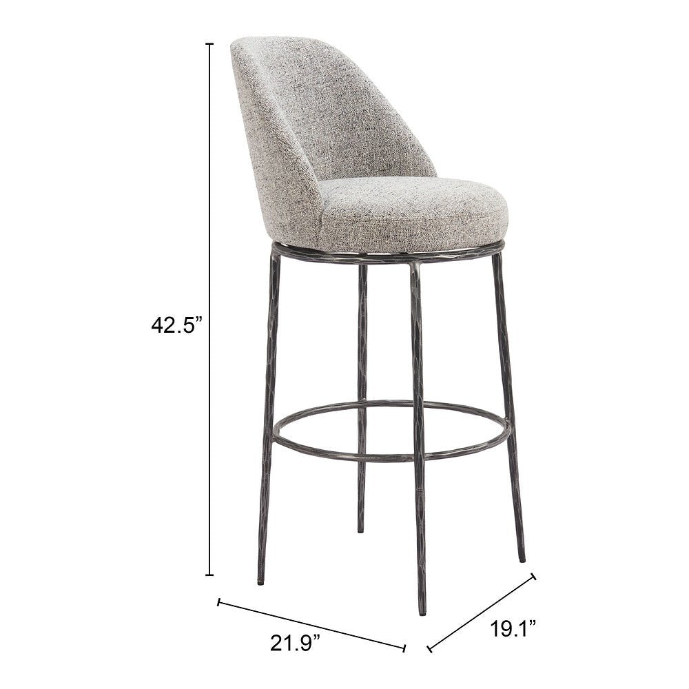 Banco Alto para Pub - ZUO NORDHAVN - Varios Colores - Asiento y Respaldo Tapizados en Tejido Texturizado - 110273 - Zuo - NOGAL BEAT - Banco Comercial