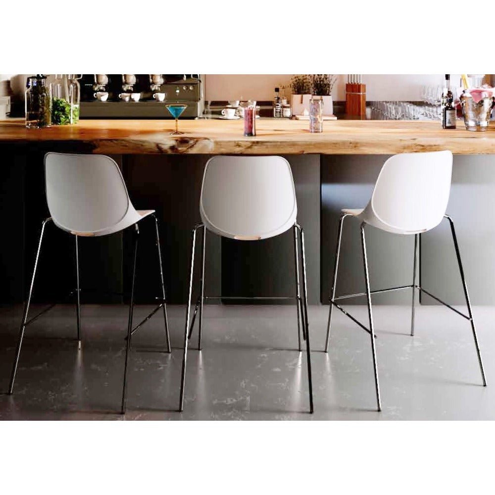 Banco Alto para Restaurante y Bar - OFFIHO QUICK OHV-47 - Varios Colores - Asiento y Respaldo en Polipropileno - Ohv-47 Alta - OFFIHO - NOGAL BEAT - Banco Comercial