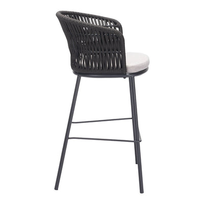 Banco Alto para Terraza y Barra Exterior - ZUO FREYCINET - Varios Colores - Asiento y Respaldo Tapizados con Tela para Exterior - 703989 - Zuo - NOGAL BEAT - Banco de Terraza