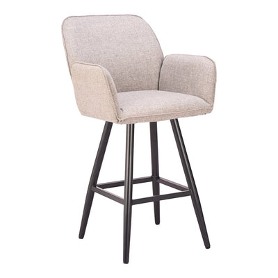 Banco Alto para Terraza y Club de Playa - ZUO SIEVE - Beige - Asiento y Respaldo Tapizados con Tela para Exterior - 704214 - Zuo - NOGAL BEAT - Banco de Terraza