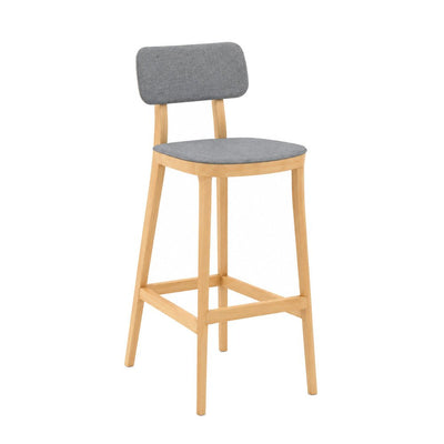 Banco Bajo para Barra - INFINITI PORTA VENEZIA - Varios Colores - Asiento y Respaldo en Polipropileno Base de Madera - 113-1360I-GRS-ESP - Infiniti - NOGAL BEAT - Banco Comercial