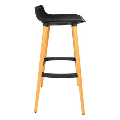Banco Bajo para Barra - REQUIEZ NICO RE-900 - Negra - Descansapiés de Nylon - Asiento en Polipropileno - RE-900/NG - Requiez - NOGAL BEAT - Banco Comercial