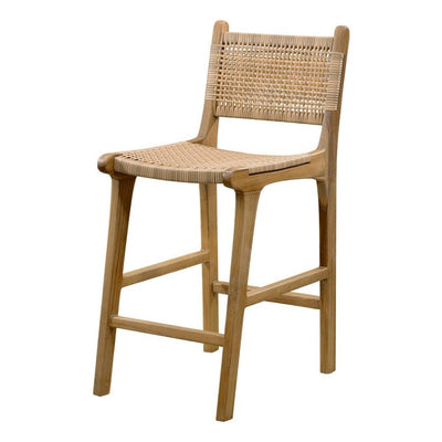 Banco Bar para Terraza - NOGAL BEAT CORDELIA - Natural - Madera Teca y Polyrattan. Bar - BANCO BAR CORDELIA 74-110 Natural - CAMCO - NOGAL BEAT - Banco de Terraza