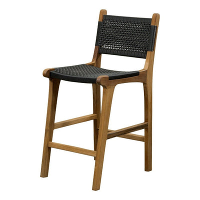 Banco Bar para Terraza - NOGAL BEAT CORDELIA - Negro - Madera Teca y Polyrattan - BANCO BAR CORDELIA 74-110 Negro - CAMCO - NOGAL BEAT - Banco de Terraza