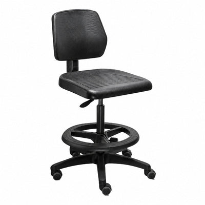 Banco Industrial de Trabajo - REQUIEZ NERI - Negra - Con Descansapiés - Asiento y Respaldo en Poliuretano - RI-100/45 - Requiez - NOGAL BEAT - Silla Industrial