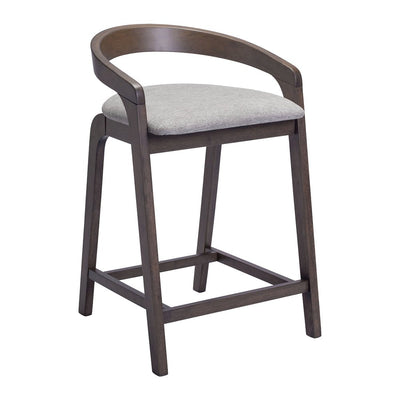Banco Mostrador para Comedor de Empresa - ZUO TROY - Varios Colores - Asiento y Respaldo Tapizados en Lino Sintético - 110399 - Zuo - NOGAL BEAT - Banco Comercial