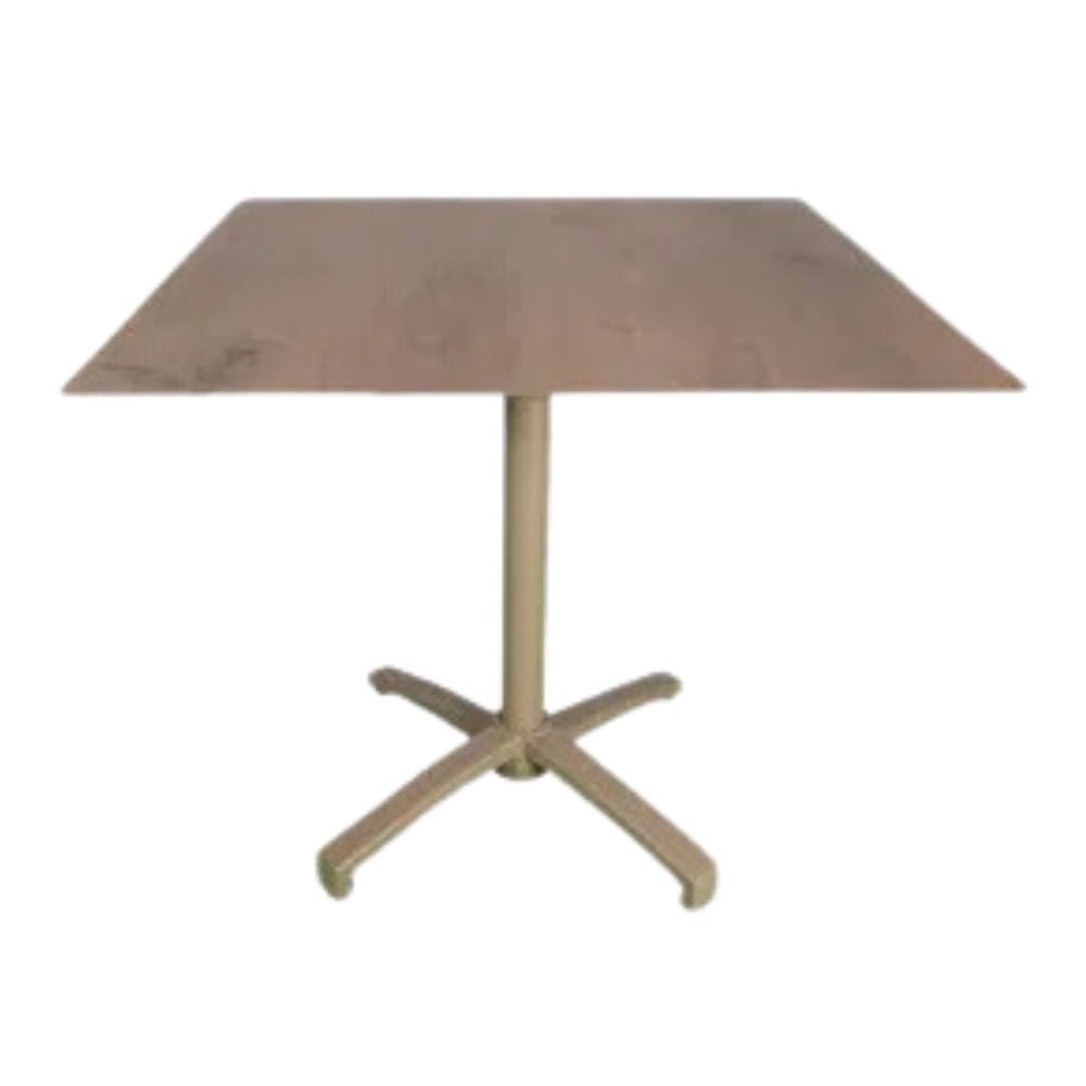 BASE Y CUBIERTA RESOL DROP 60 x 70 HPL | Pie de Mesa con Cubierta HPL para Restaurante | 72 cm | Estructura Aluminio Pintado | Interior + Exterior - 04678 - Resol - NOGAL BEAT - Mesas