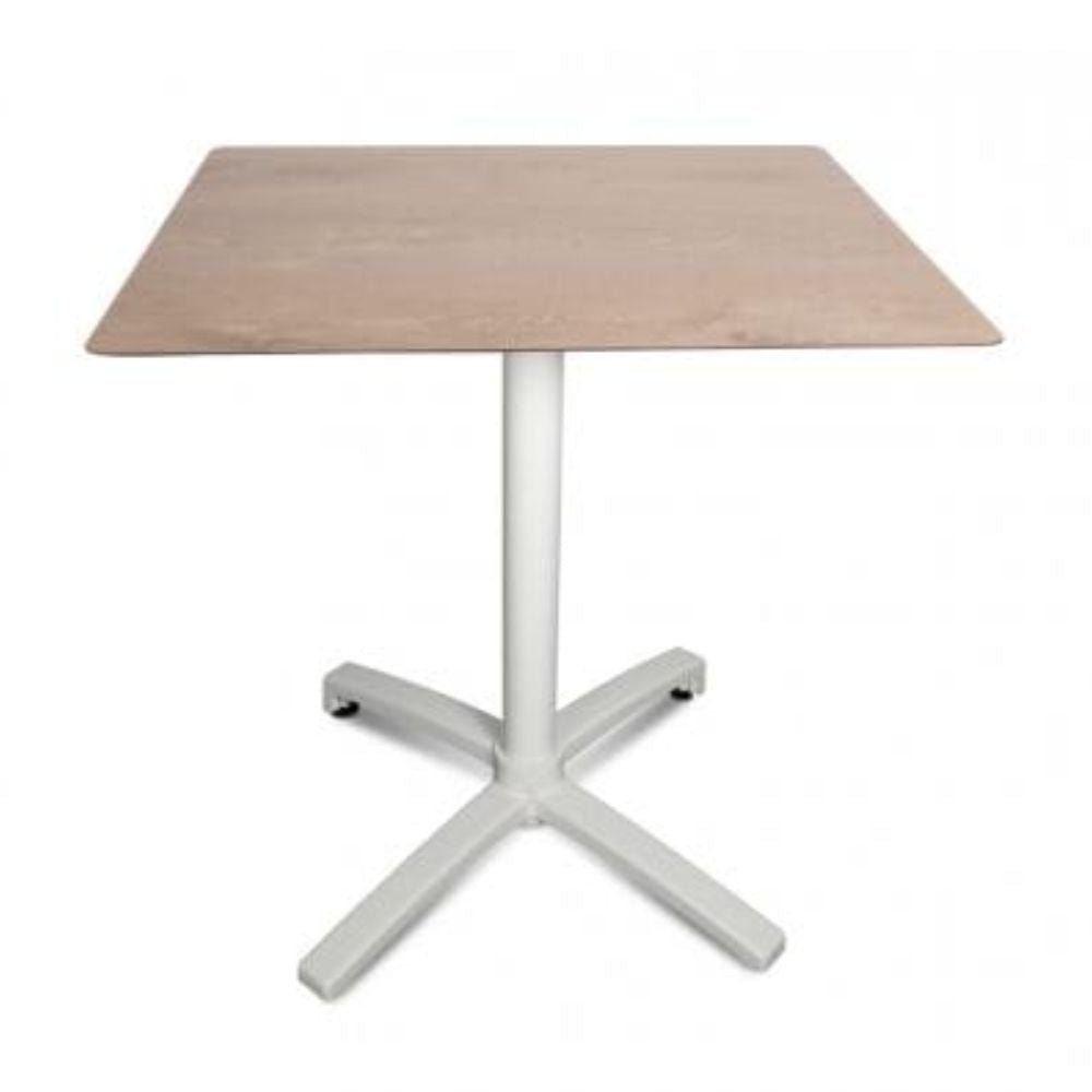 BASE Y CUBIERTA RESOL DROP 70 x 70 HPL | Pie de Mesa con Cubierta HPL para Restaurante | 72 cm | Estructura Aluminio Pintado | Interior + Exterior - 04618 - Resol - NOGAL BEAT - Mesas