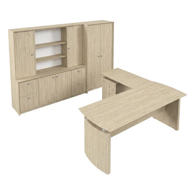 Conjunto Presidente para Alta Dirección - GEBESA CONTEMPO - Frente 270 cm - Con Puertas de Chapa - GCC110SV - GEBESA - NOGAL BEAT - Escritorio de Oficina