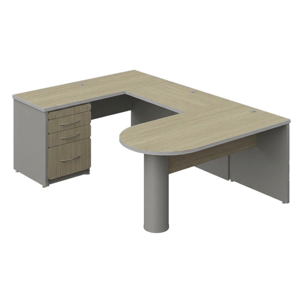 Conjunto Semi Ejecutivo para Despacho - GEBESA SPAZIO - Frente 150.8 cm - GBS130 - GEBESA - NOGAL BEAT - Escritorio de Oficina
