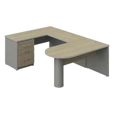 Conjunto Semi Ejecutivo para Despacho - GEBESA SPAZIO - Frente 150.8 cm - GBS130 - GEBESA - NOGAL BEAT - Escritorio de Oficina
