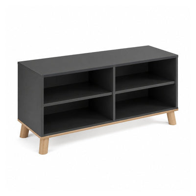 Credenza Baja - VERSA DASH - Estructura Negra - Frente 120 cm - Patas de Madera de Haya - DS-808M - VERSA - NOGAL BEAT - Credenza
